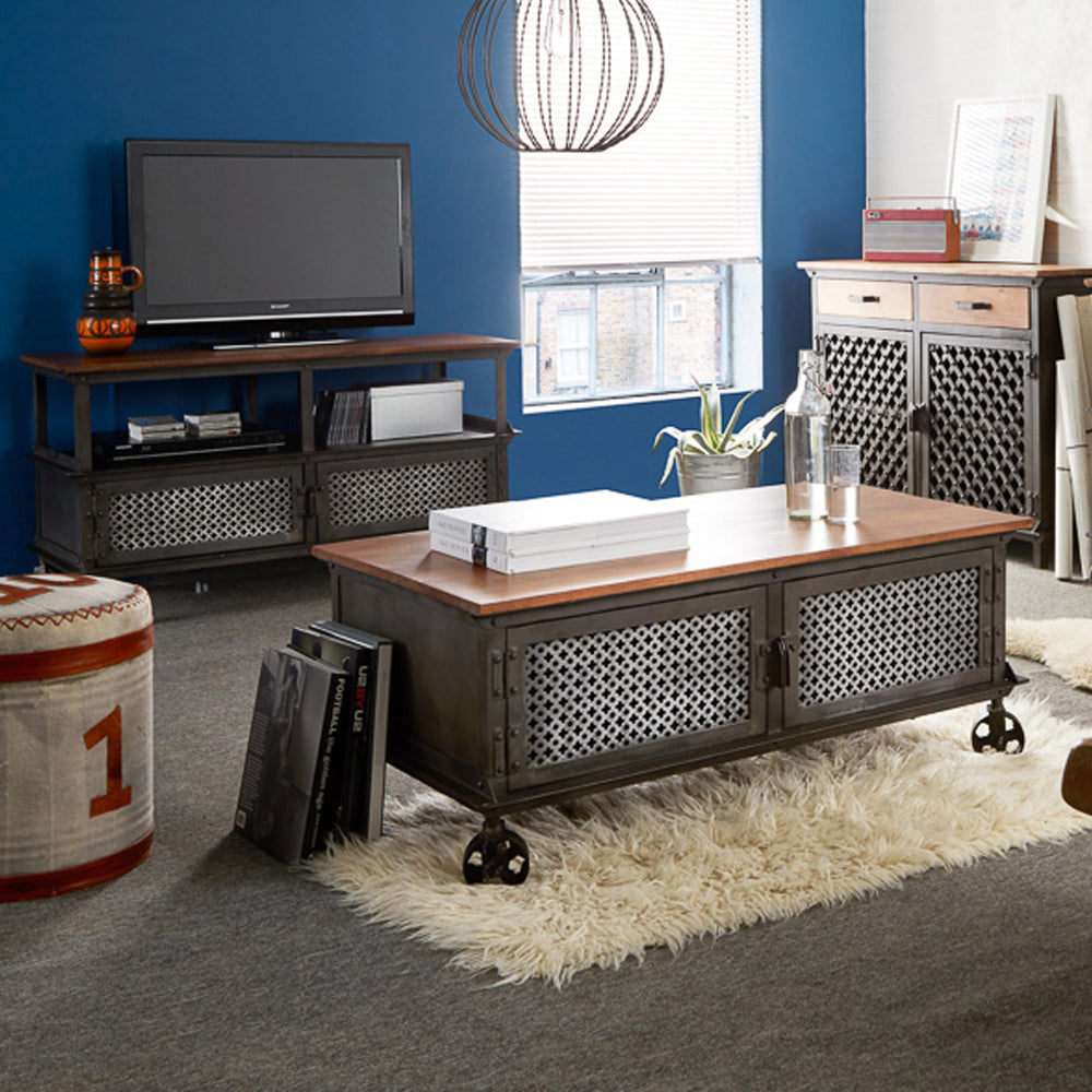 Urban Industrial TV Media Unit With 2 Door