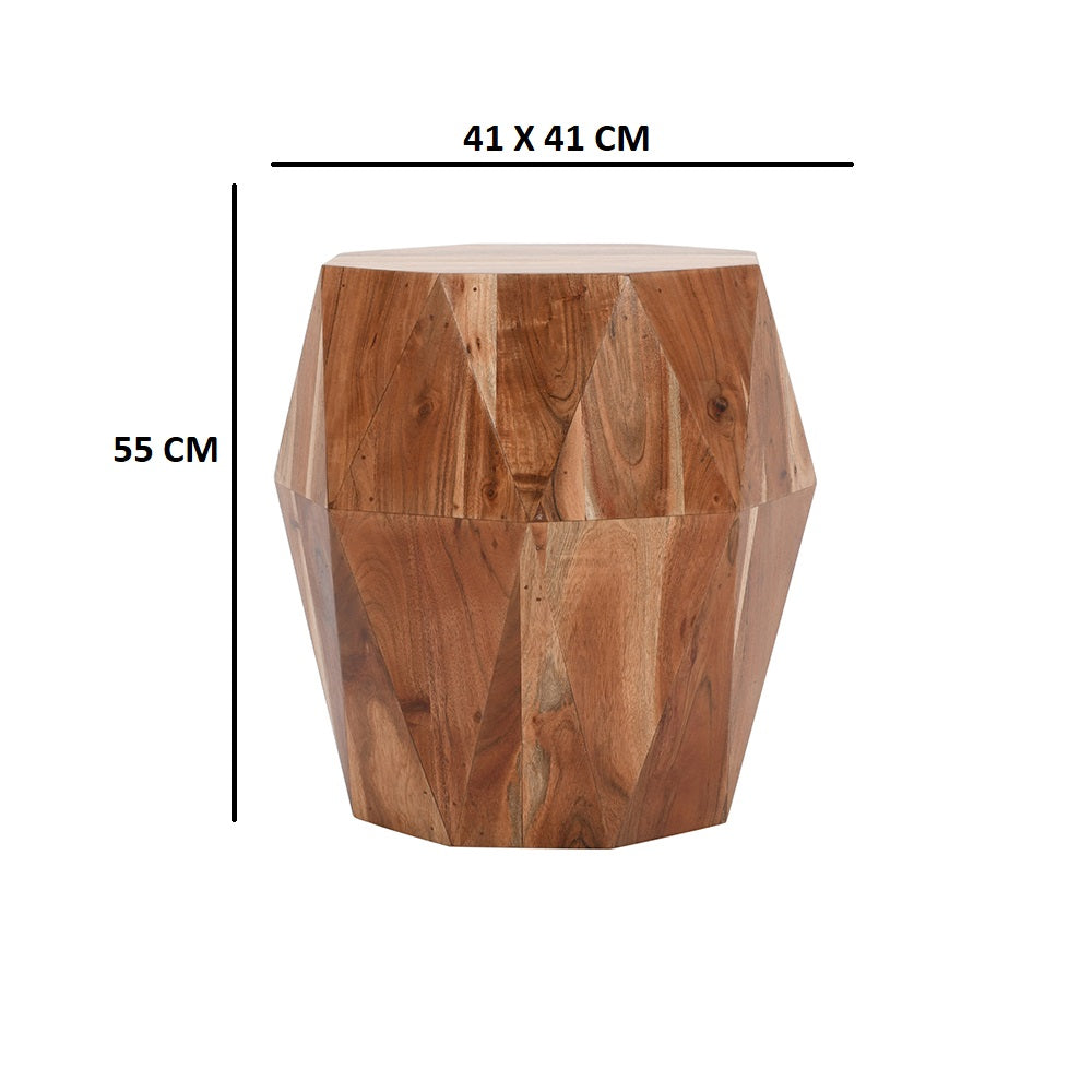 Artisanal End Table Octagon Top, Natural Brown