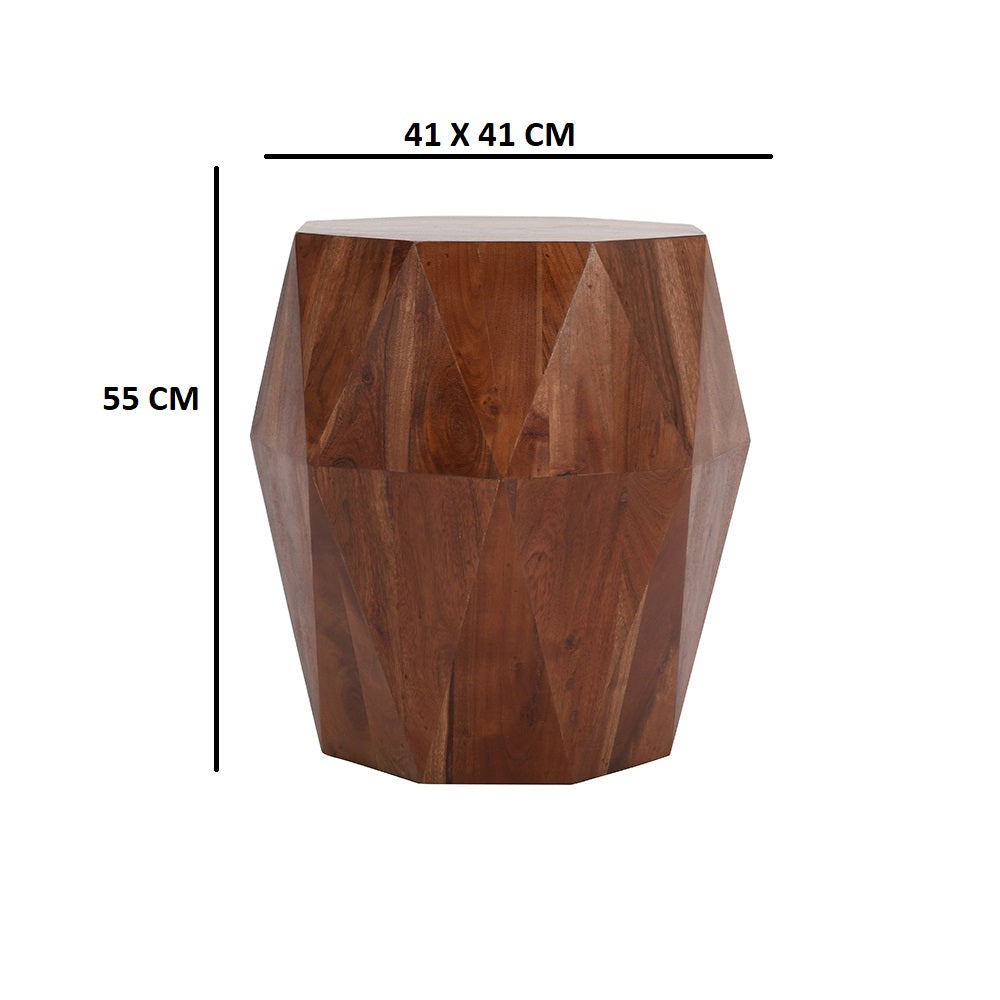 Artisanal End Table Octagon Top, Dark Brown