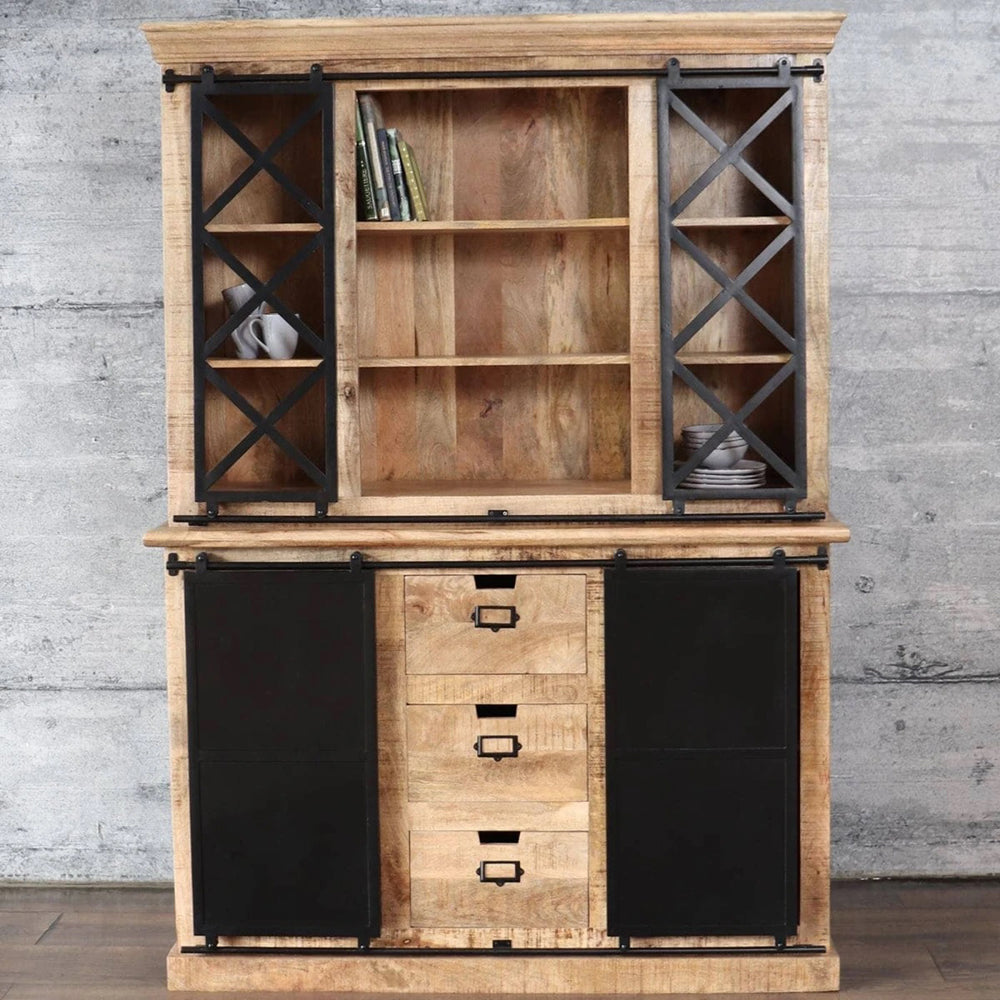 Industrial Range Crockery Cabinet Large 3 Drawer With Double Sliding Doors
