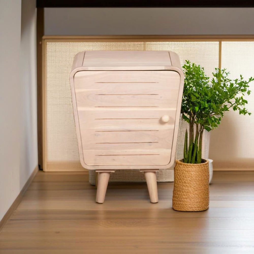 Stylish Gray 1 Door Bedside Table