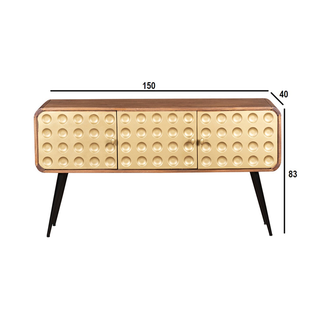 3D Stylish Golden 3 Door Console Table