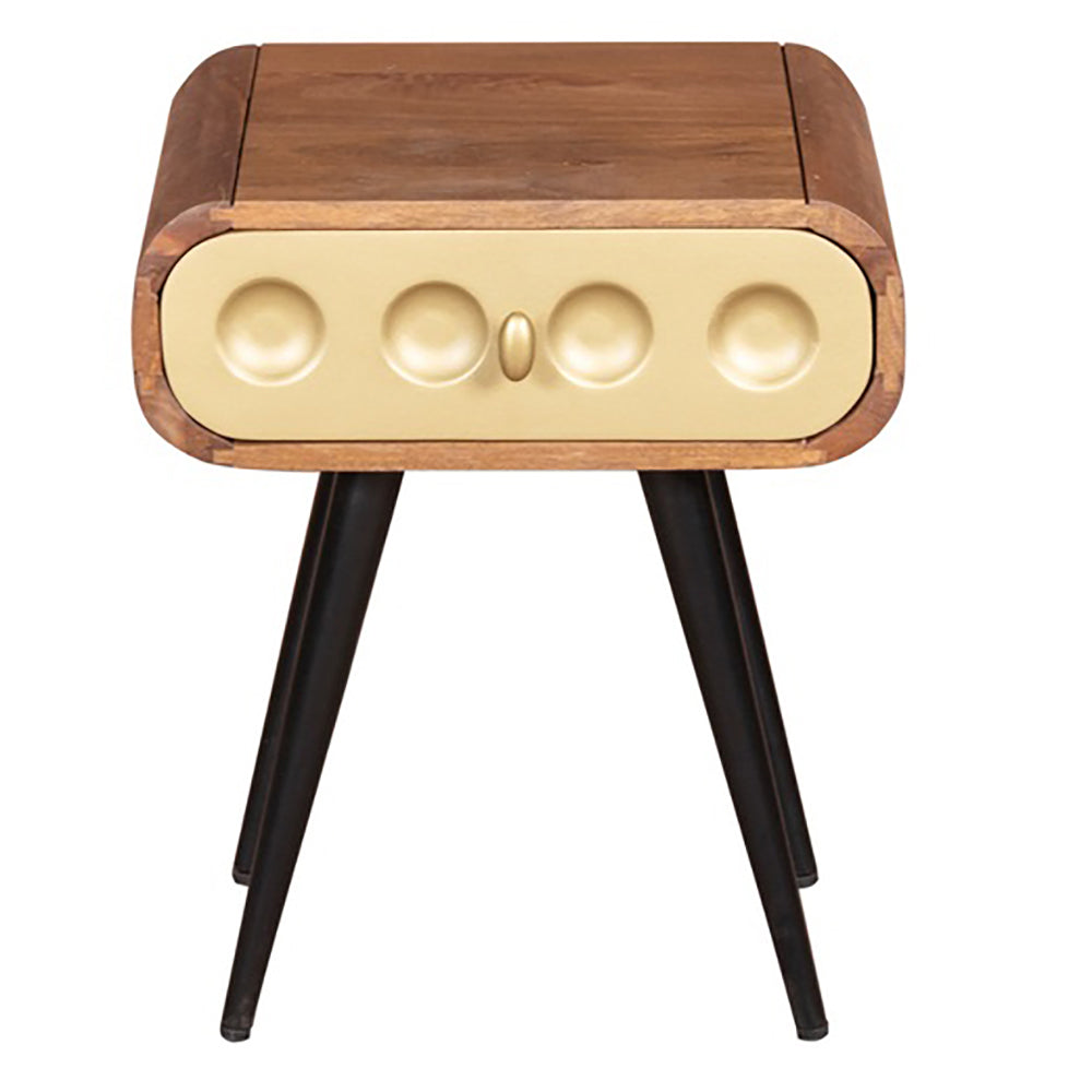 3D Stylish Golden 1 Drawer Bedside Table