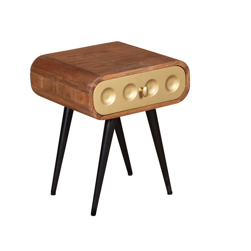 3D Stylish Golden 1 Drawer Bedside Table