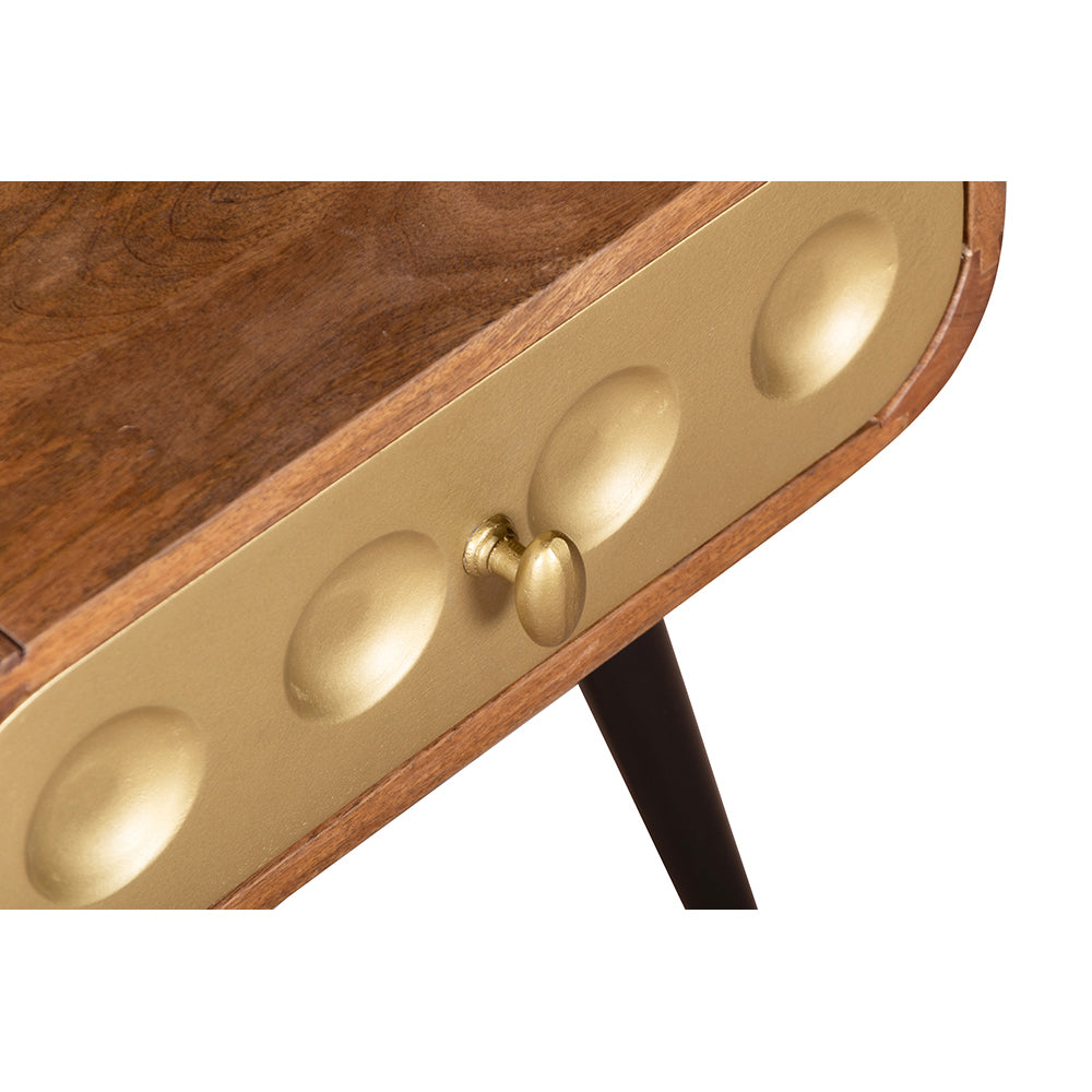 3D Stylish Golden 1 Drawer Bedside Table
