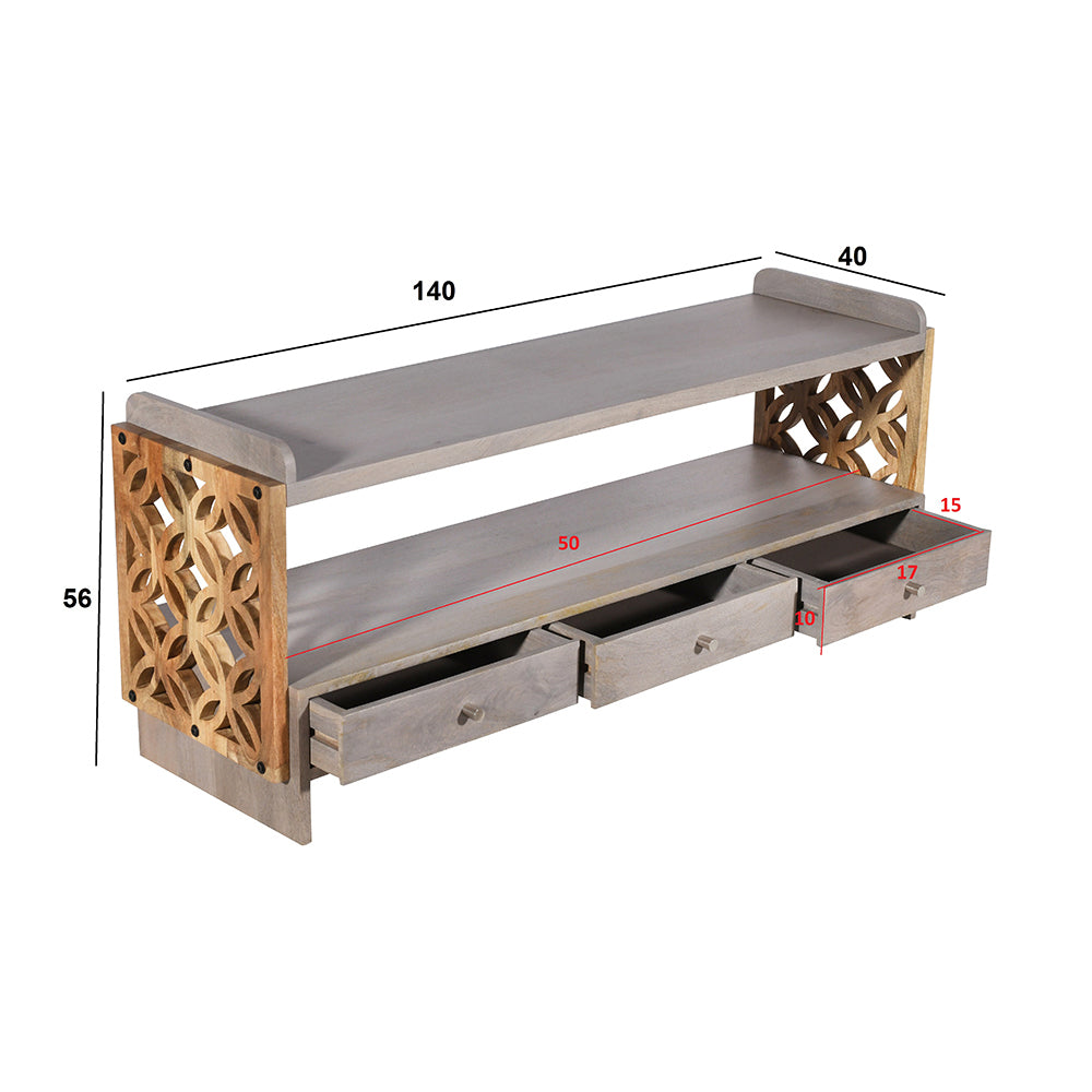 Classic Wood Tvc Cabinet With 3 Drawer (KD)