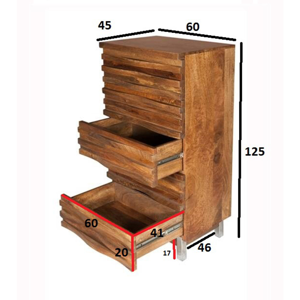 Waves 5 Drawer Chest With Iron Leg