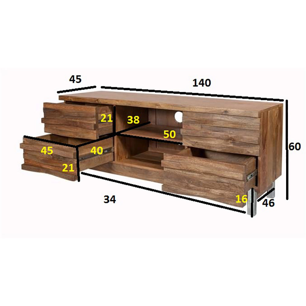 Waves 4 Drawer TVC With Iron Leg