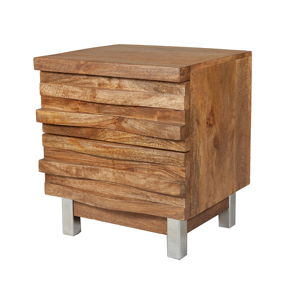 Waves 2 Drawer Bedside Table