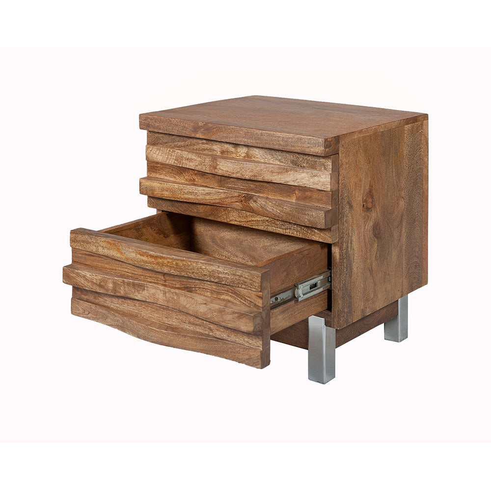 Waves 2 Drawer Bedside Table