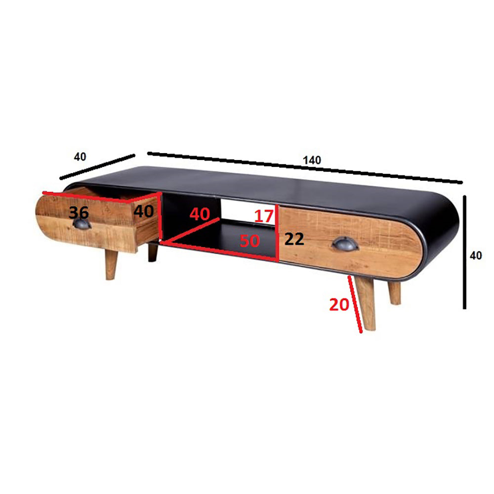 Mid-Century Modern Indo Iron 2 Drawers TVC