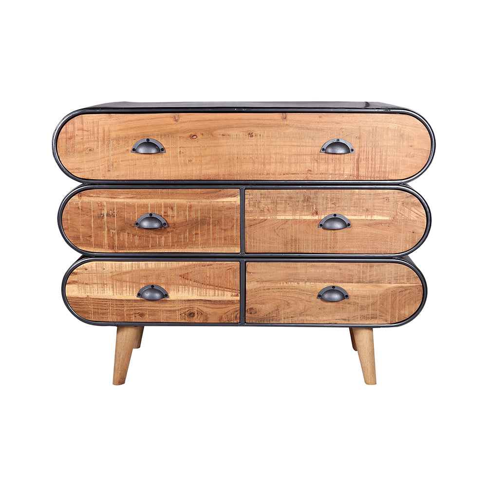 Mid-Century Modern Indo Iron 5 Drawers Sideboard