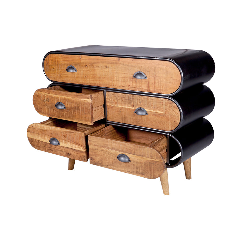 Mid-Century Modern Indo Iron 5 Drawers Sideboard