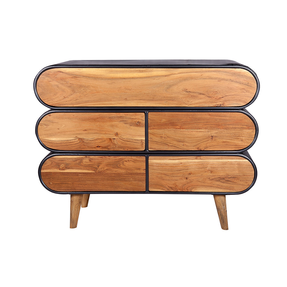 Mid-Century Modern Indo Iron 5 Drawers Sideboard