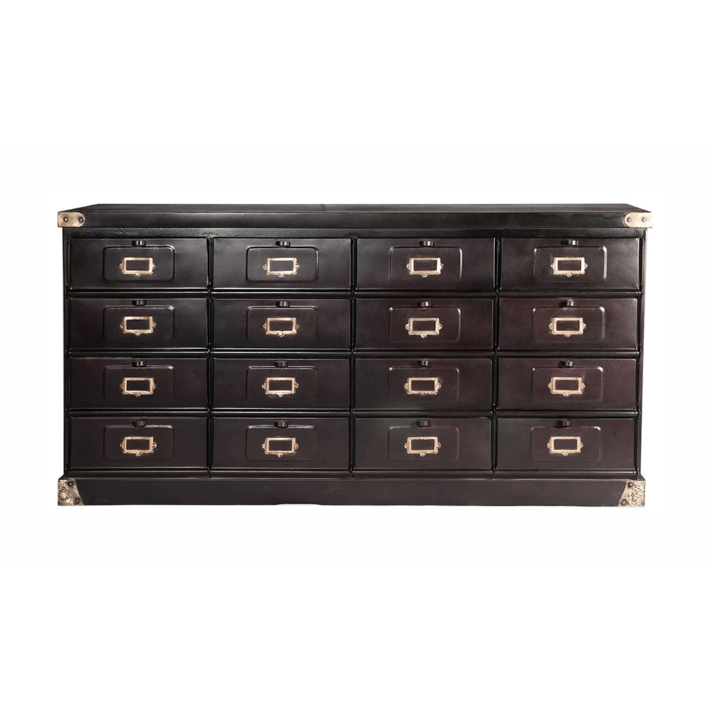 Antique Brown Modern Industrial 16 Drawer Chest