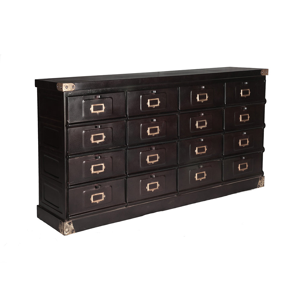 Antique Brown Modern Industrial 16 Drawer Chest