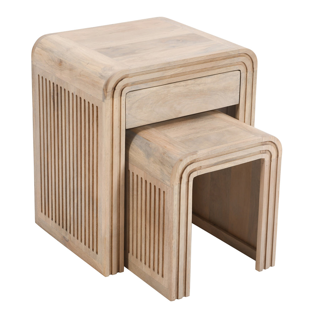 Casablanca Carved Nest Of 2 Tables With Drawer