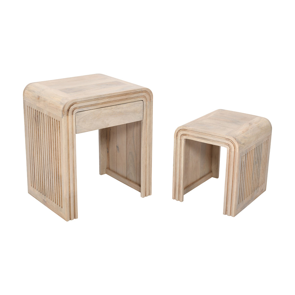 Casablanca Carved Nest Of 2 Tables With Drawer