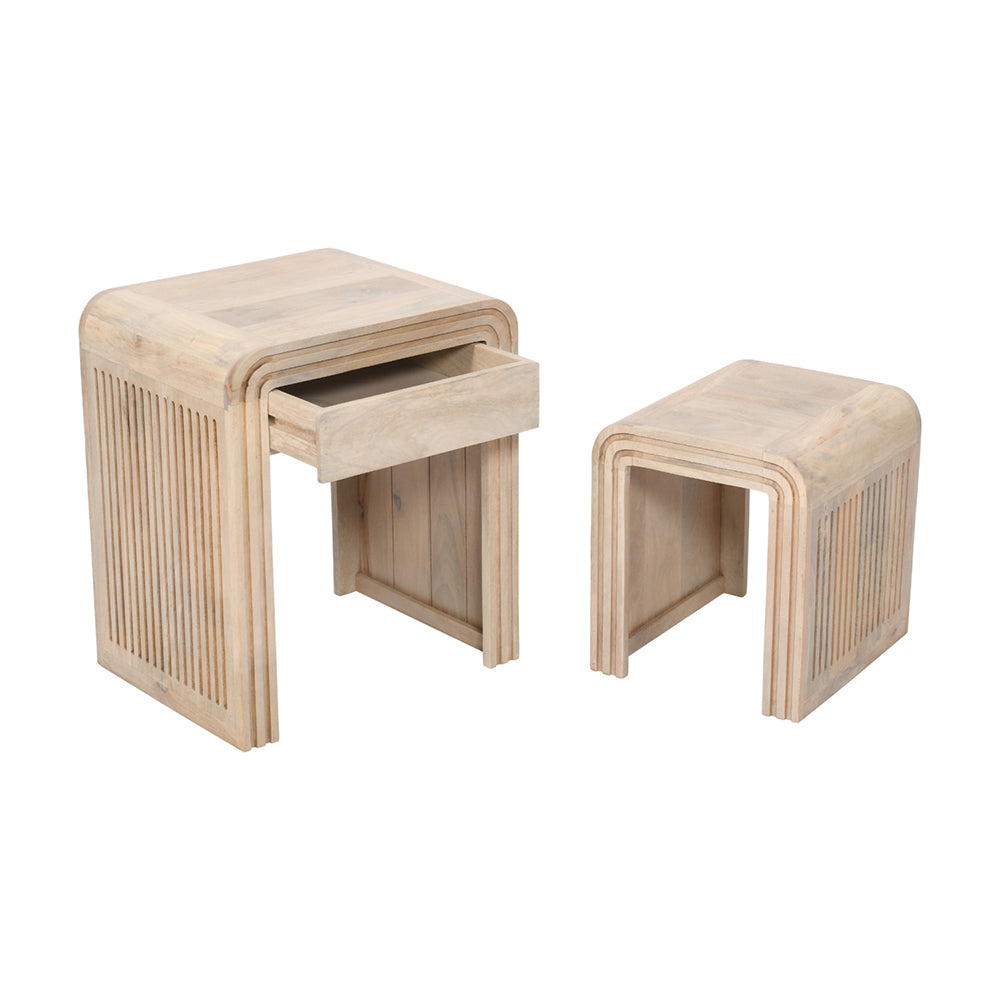 Casablanca Carved Nest Of 2 Tables With Drawer