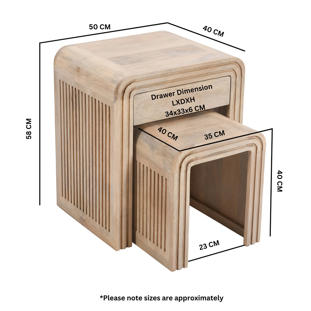 Casablanca Carved Nest Of 2 Tables With Drawer