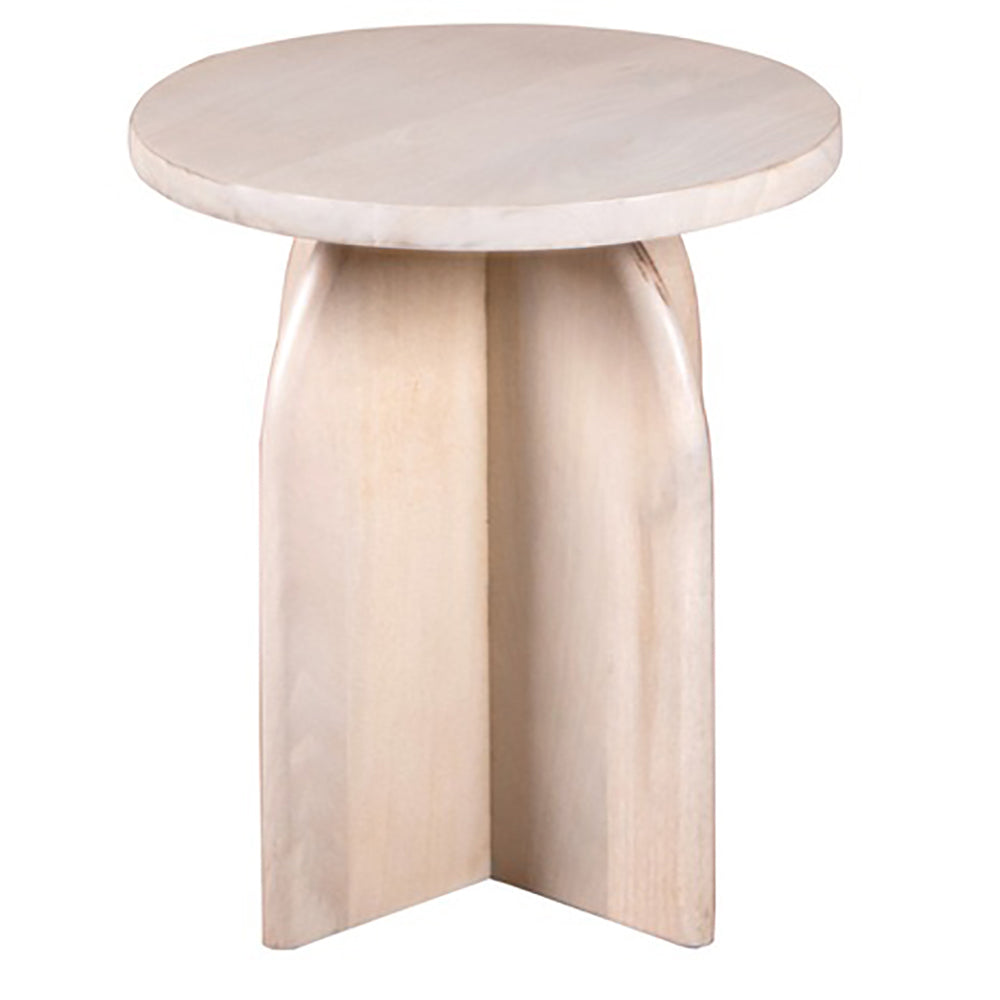 Round End Table White Finish