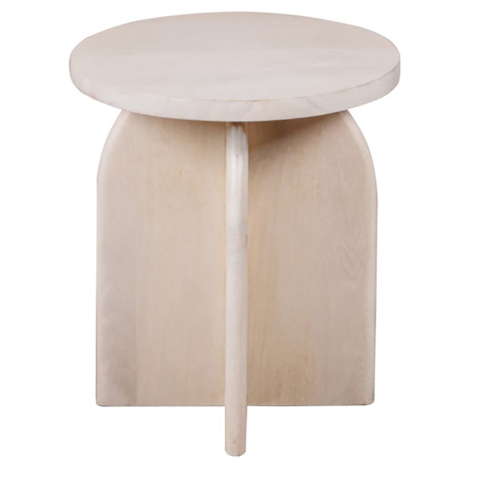 Round End Table White Finish