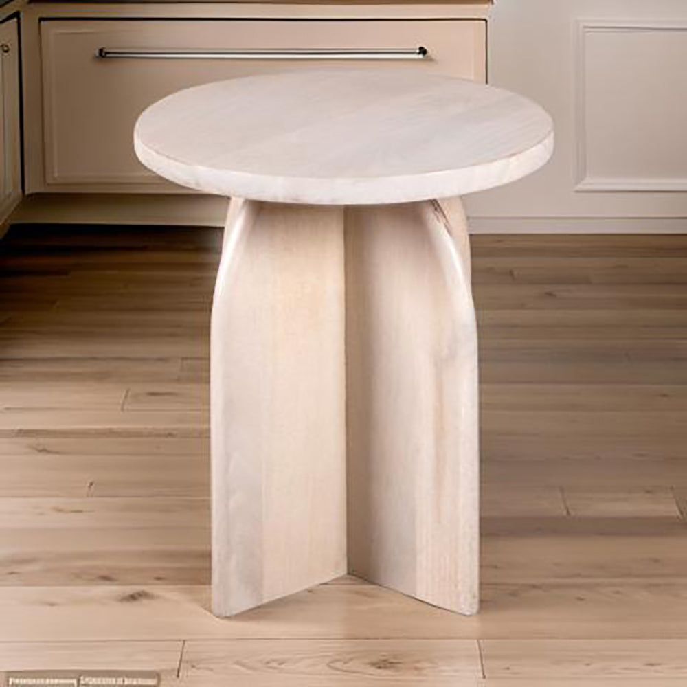 Round End Table White Finish