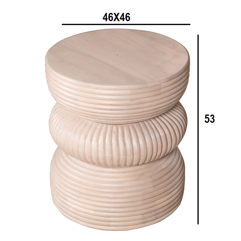 Round End Table White Finish