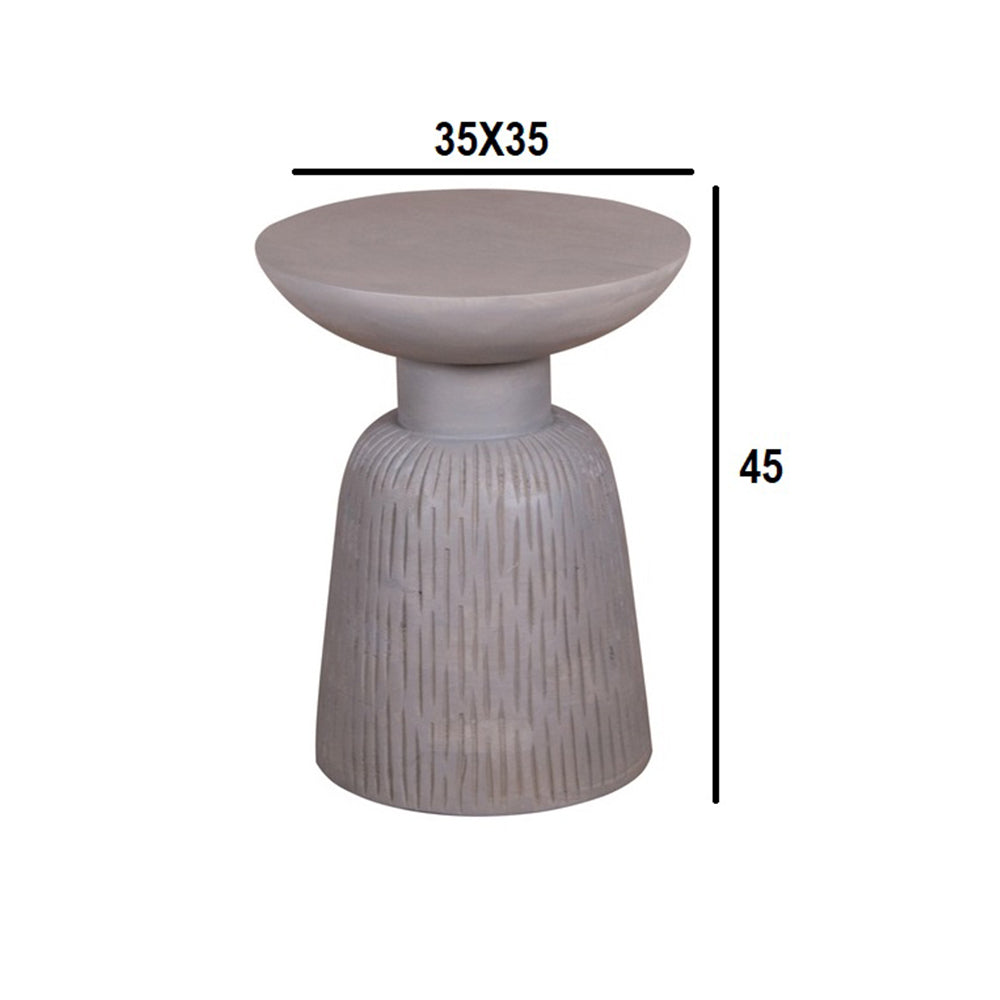 Round End Table Gray Finish