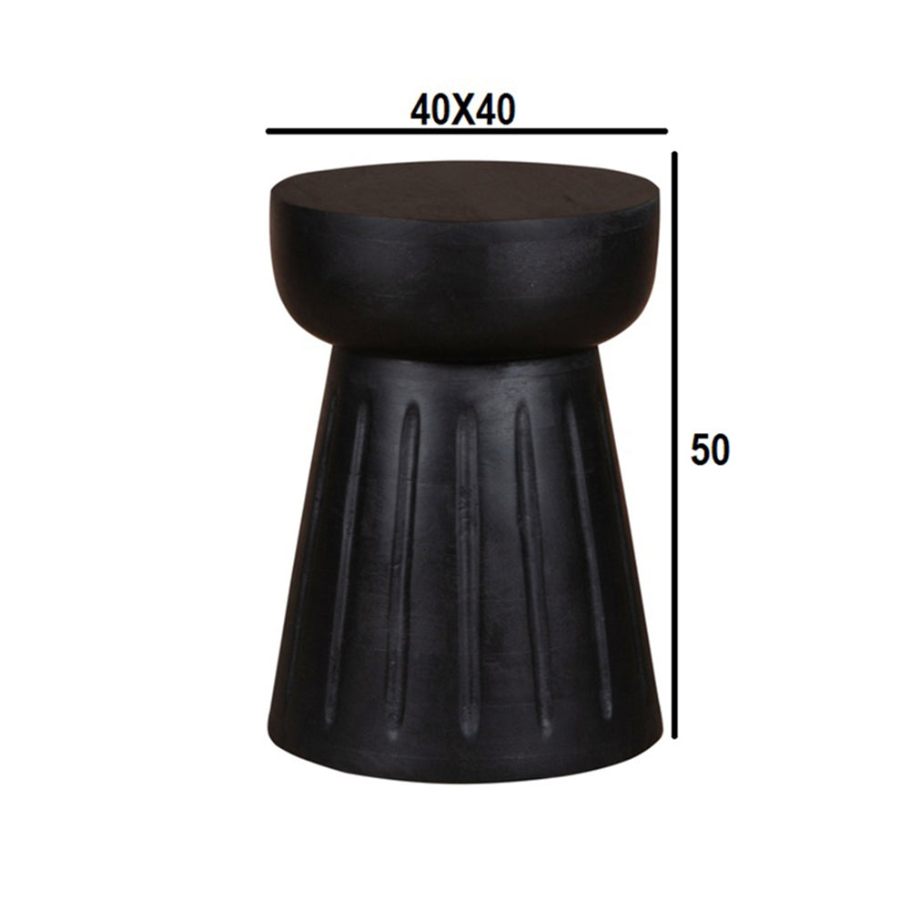 Round End Table Black Finish
