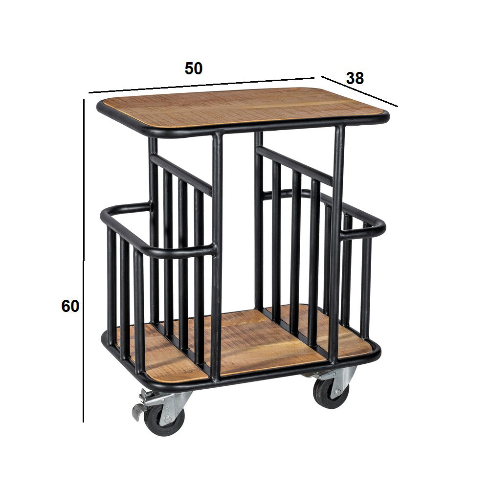 Indian Hub Serving Trolley Industrial Design Wood