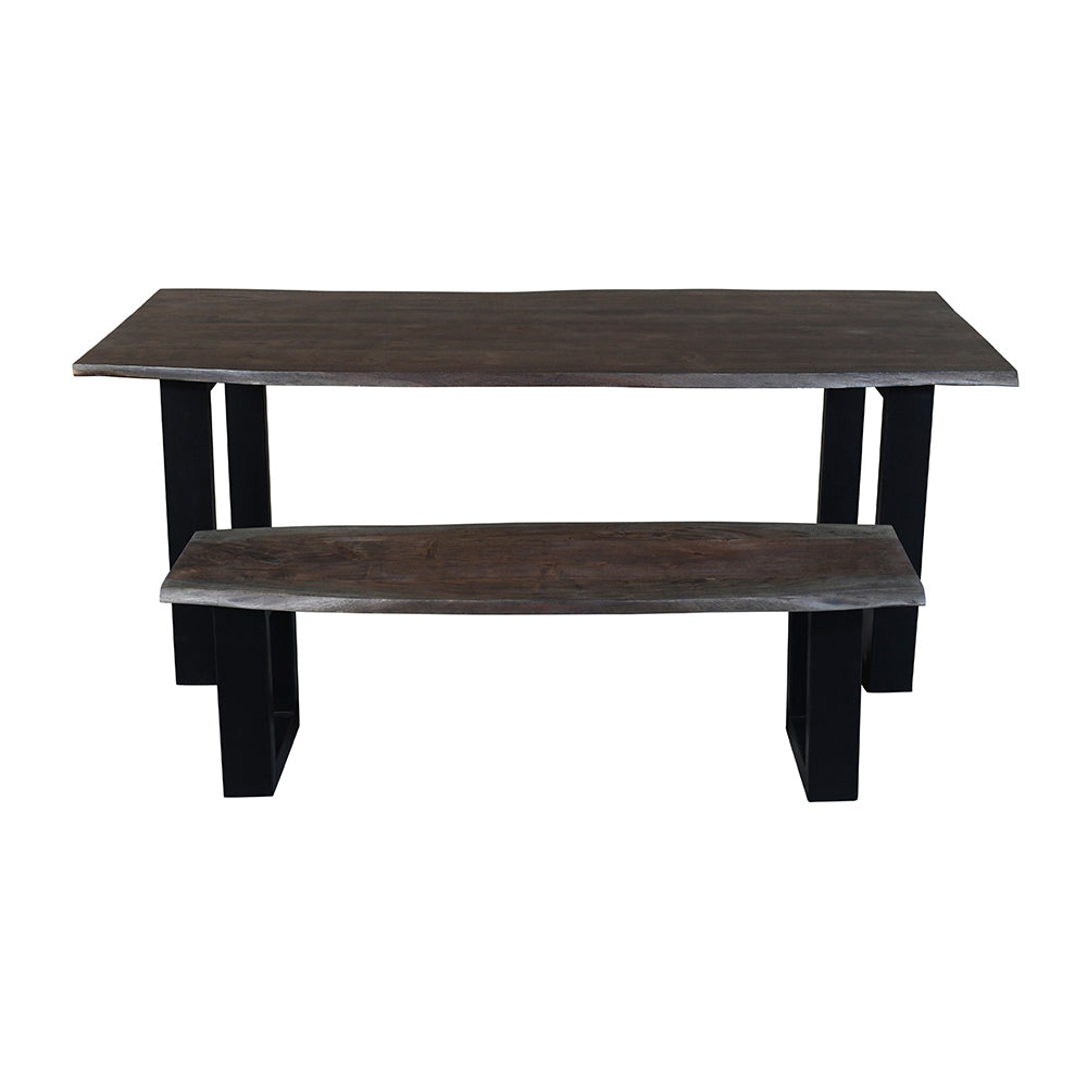 Live Edge Dining Table With 4 Seater Chair & 1 Bench