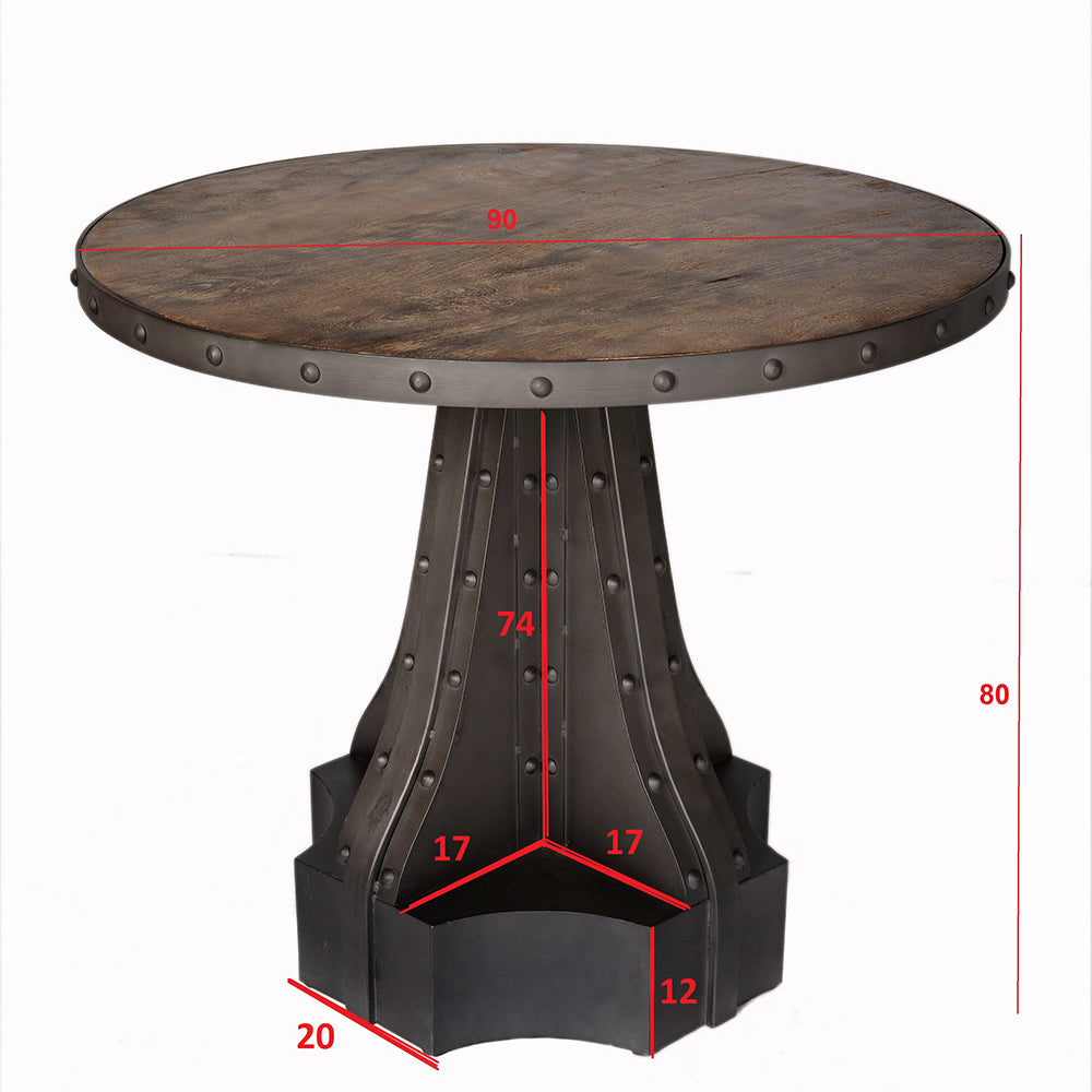 Industrial Apothecary Round Dining Table With 4 Seater Chair