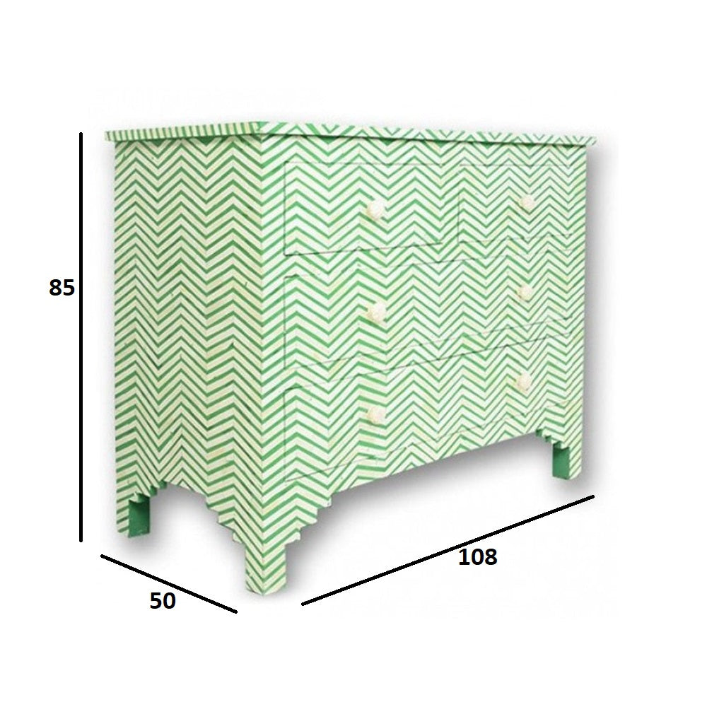 Art Deco Inlay Green Sideboard