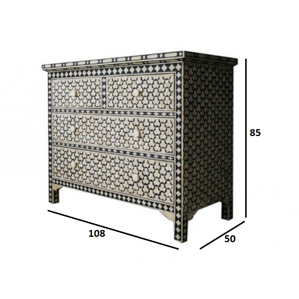 Art Deco Inlay Black & White Sideboard