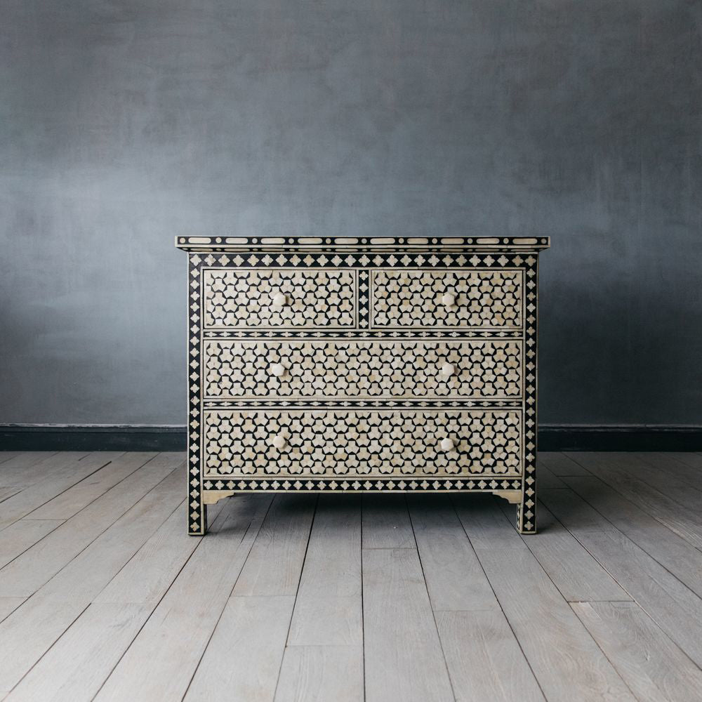 Art Deco Inlay Black & White Sideboard
