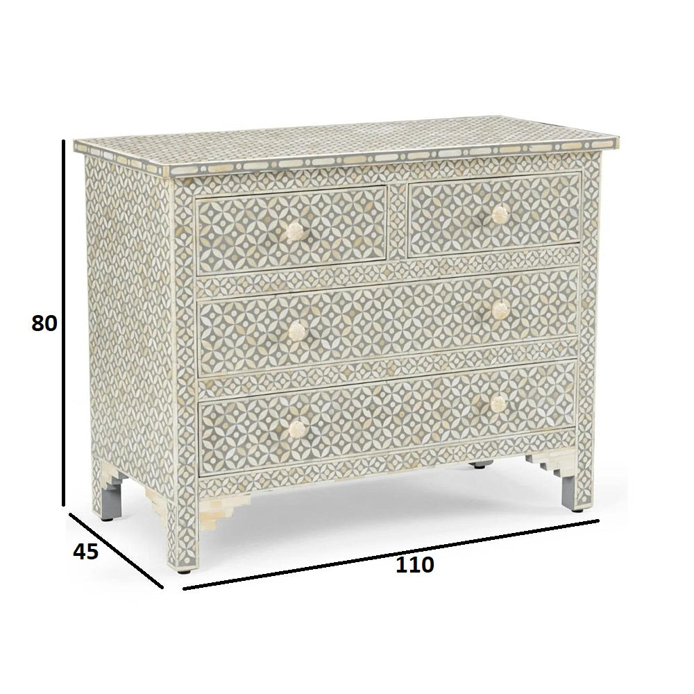 Art Deco Inlay Grey Sideboard