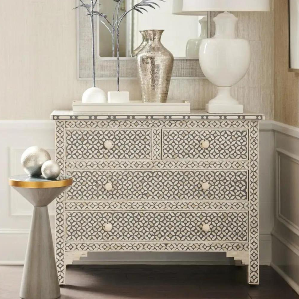 Art Deco Inlay Grey Sideboard