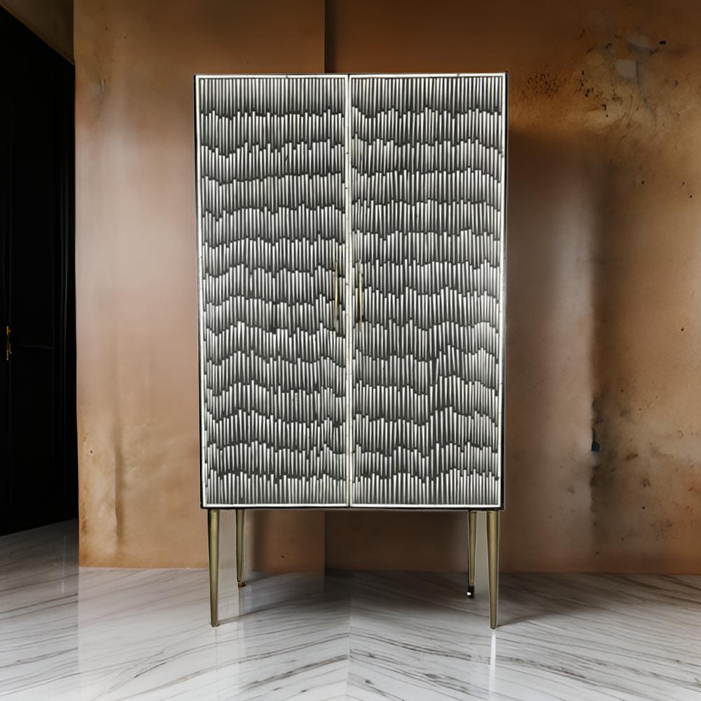 Bohemian Bloom Black Bar Cabinet