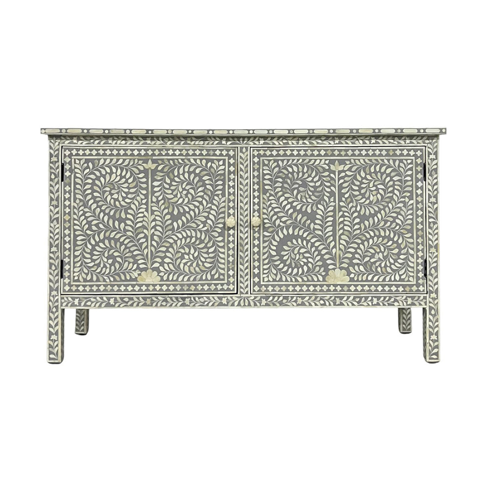 Floral Bone Inlay Dark Grey Sideboard