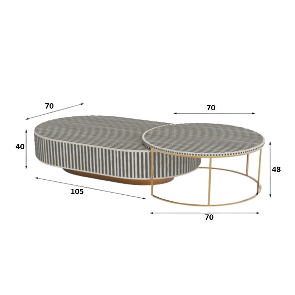 Chevron Charm Black Coffee Table set of 2