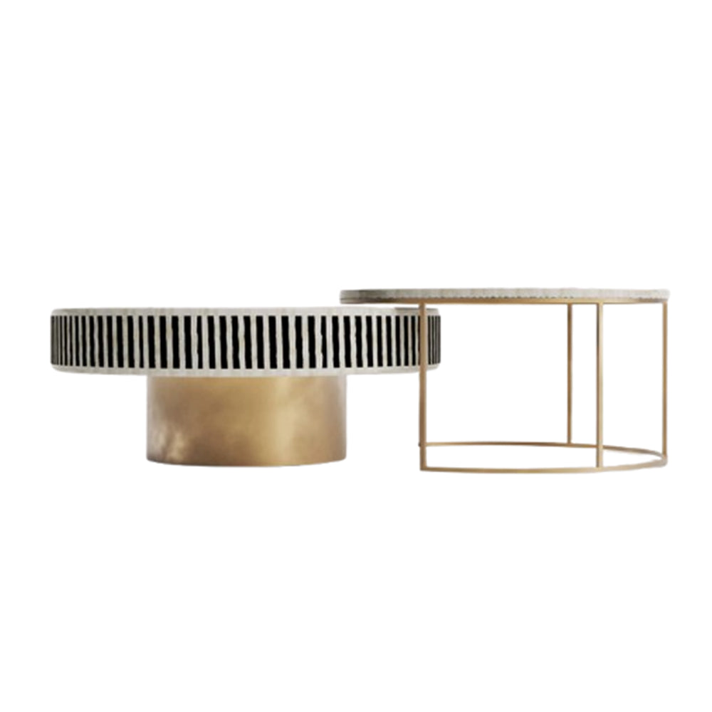Chevron Charm Black Round Coffee Table set of 2