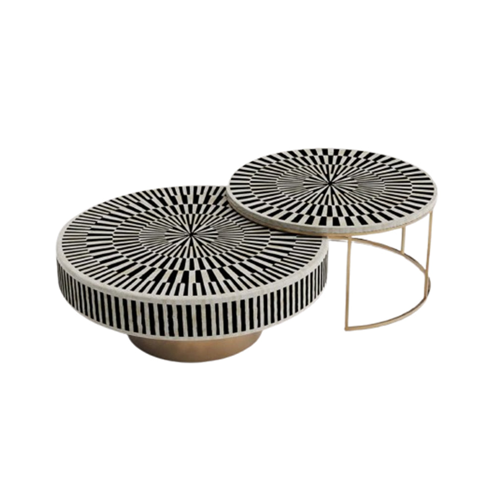 Chevron Charm Black Round Coffee Table set of 2