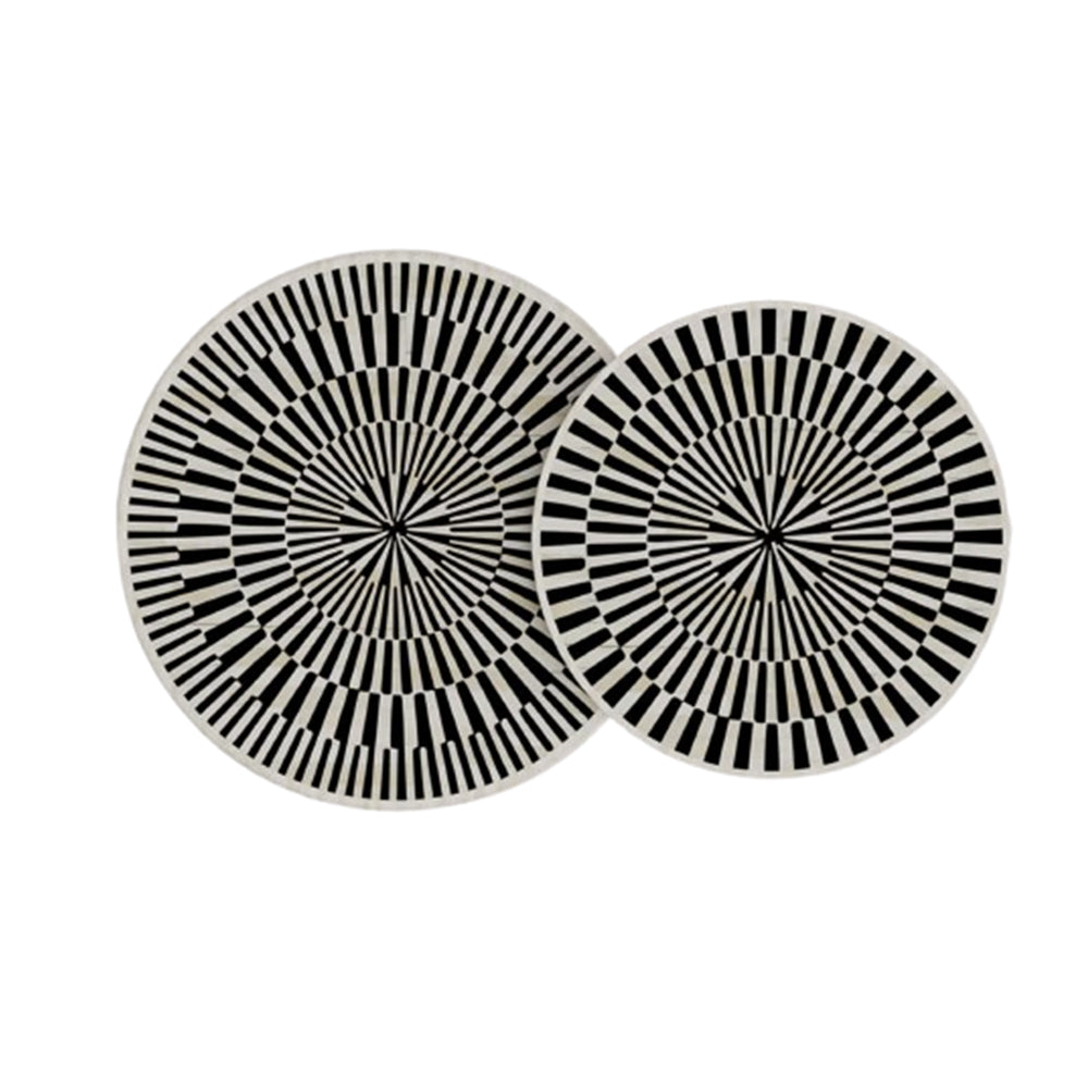 Chevron Charm Black Round Coffee Table set of 2