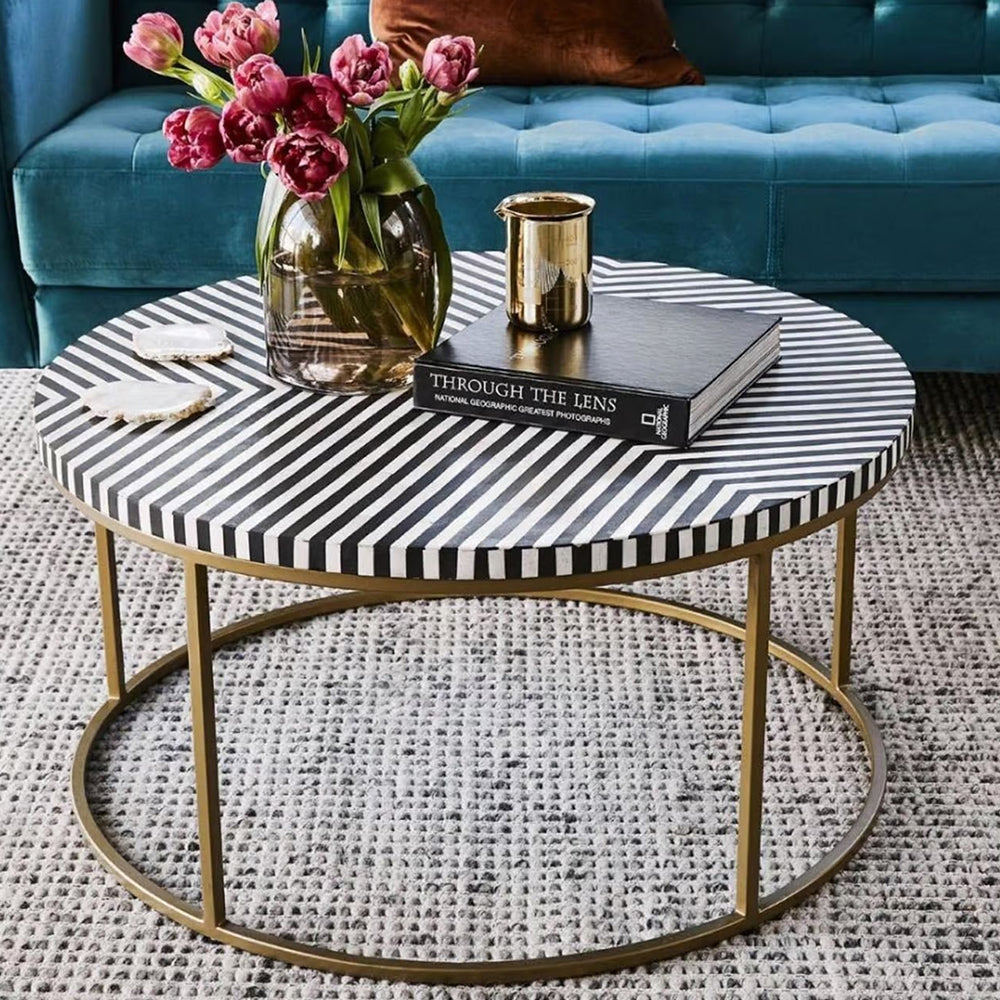 Chevron Charm Black Round Coffee Table