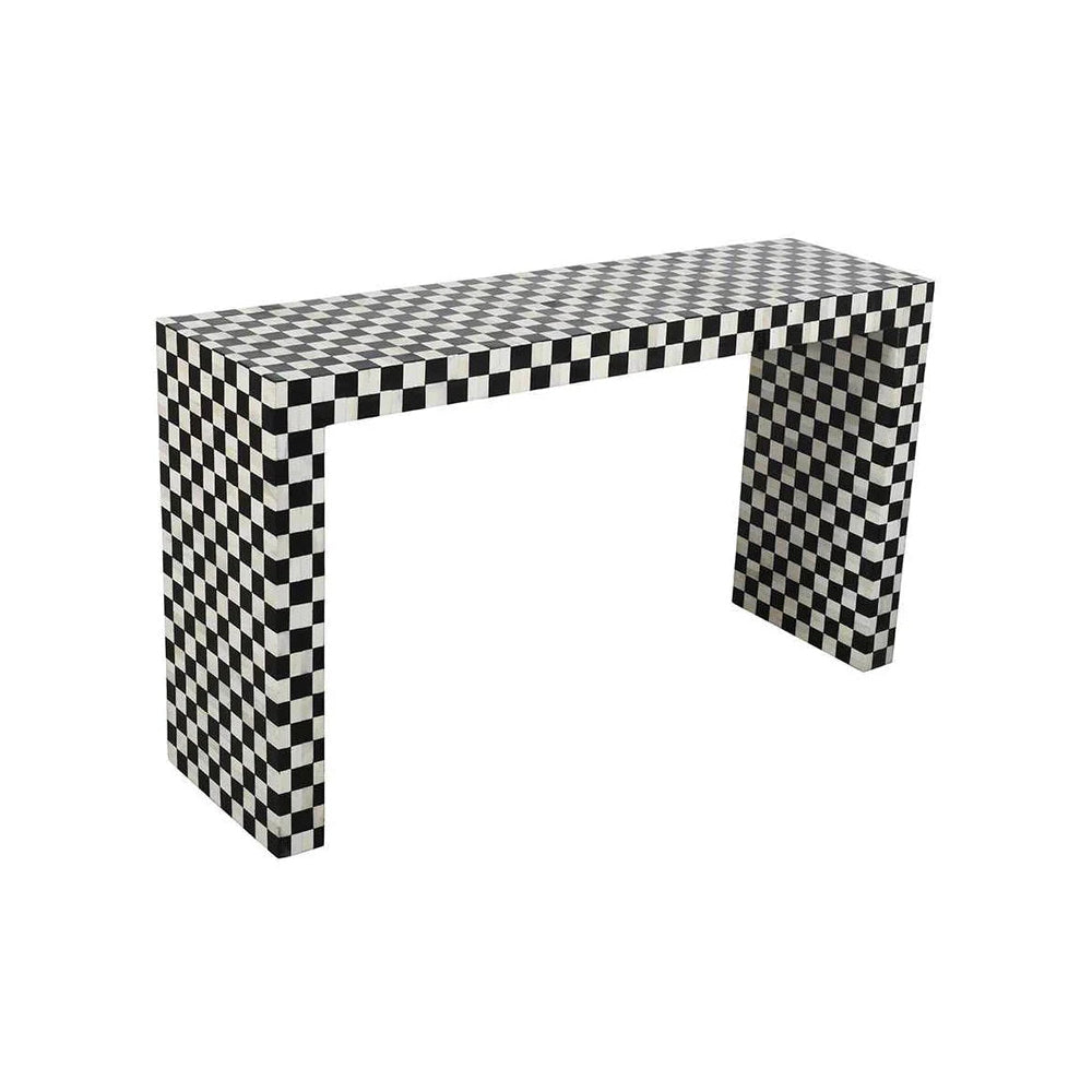 Luxe Bone Pattern Black Console Table