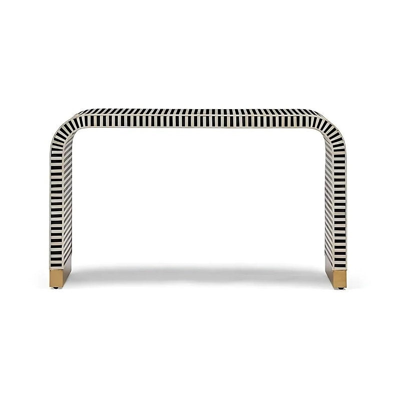 Artisanal Chevron Black & White Console Table