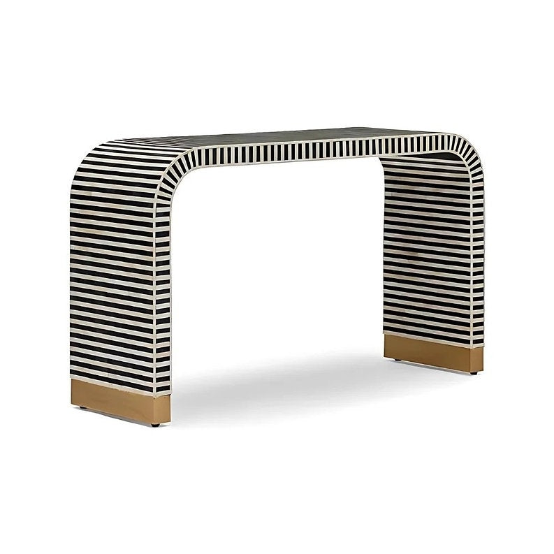 Artisanal Chevron Black & White Console Table