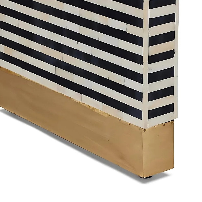 Artisanal Chevron Black & White Console Table
