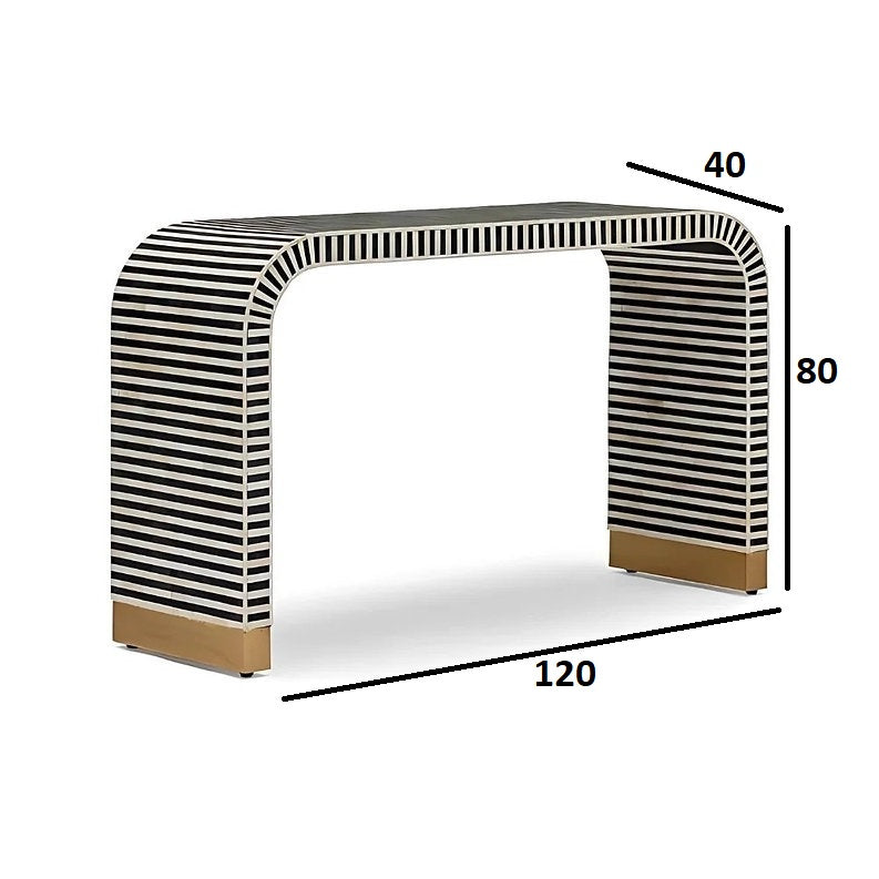 Artisanal Chevron Black & White Console Table